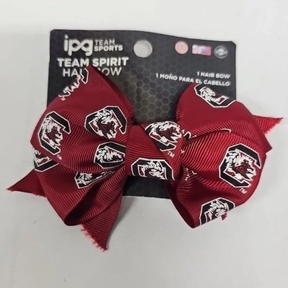 South Carolina Gamecocks Hair Bow Garnet Team Spirit IPG NCAA Fan Accessory